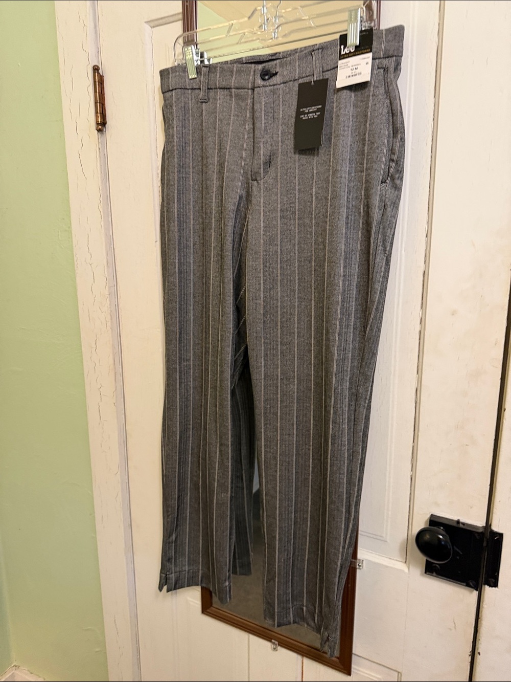 Lee Men's Gray Pinstripe Dress Trousers